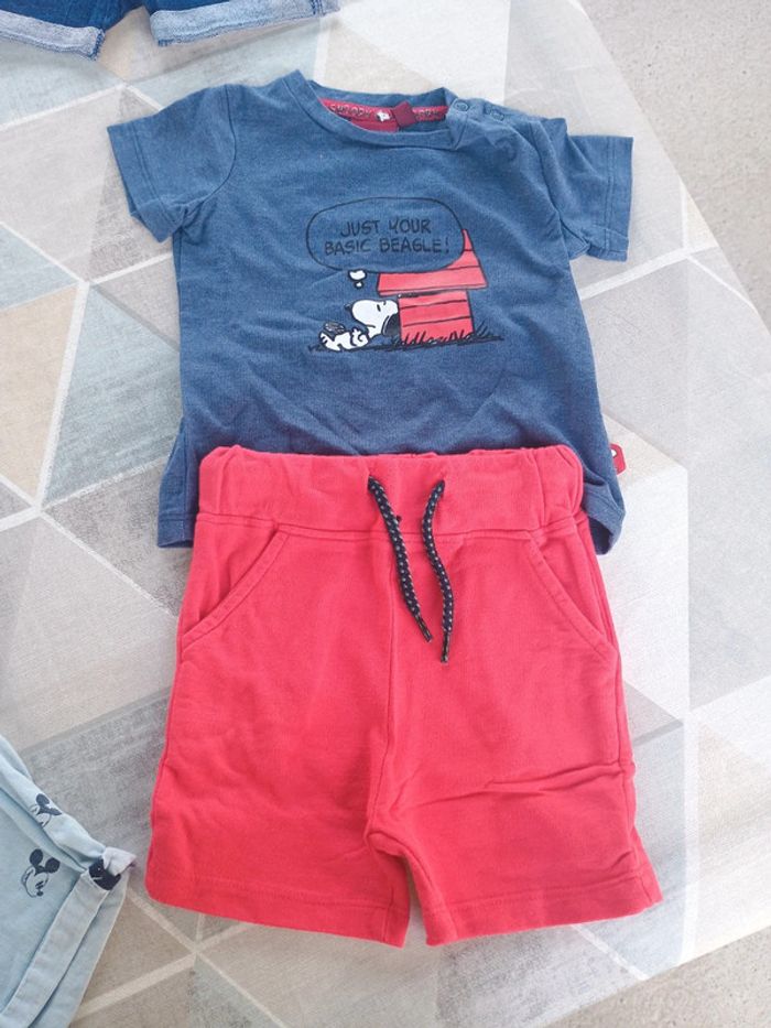 Lot de 4 ensemble Tee-shirts/shorts garçon 9 mois - photo numéro 4
