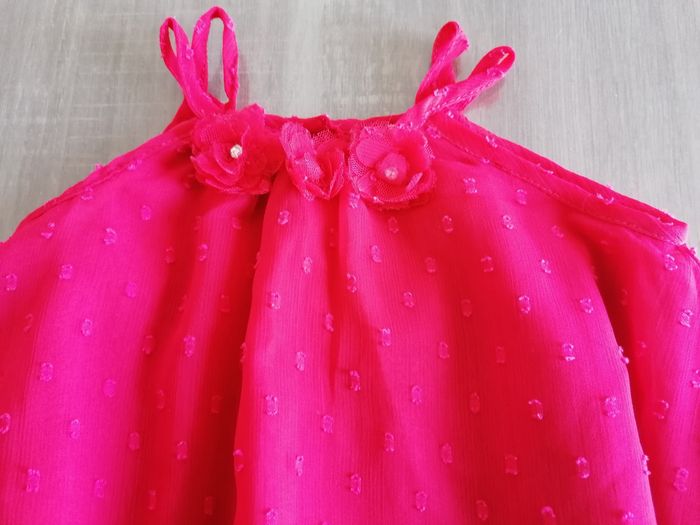 Robe à bretelles fluide rouge cerise 6 mois - photo numéro 2