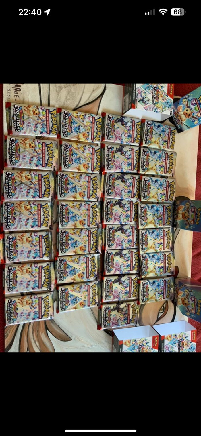 Lot de booster Pokémon ouvert ev8.5 évolution prismatique - photo numéro 4