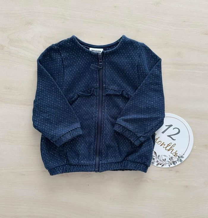 Veste ou gilet bébé fille - bleue - tao - taille 12 mois 74 cm
