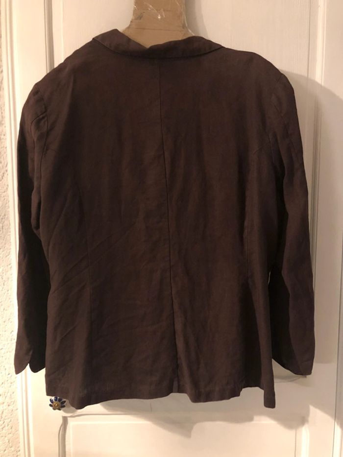 AN18- veste en 100% lin couleur chocolat T 50/52 - photo numéro 2