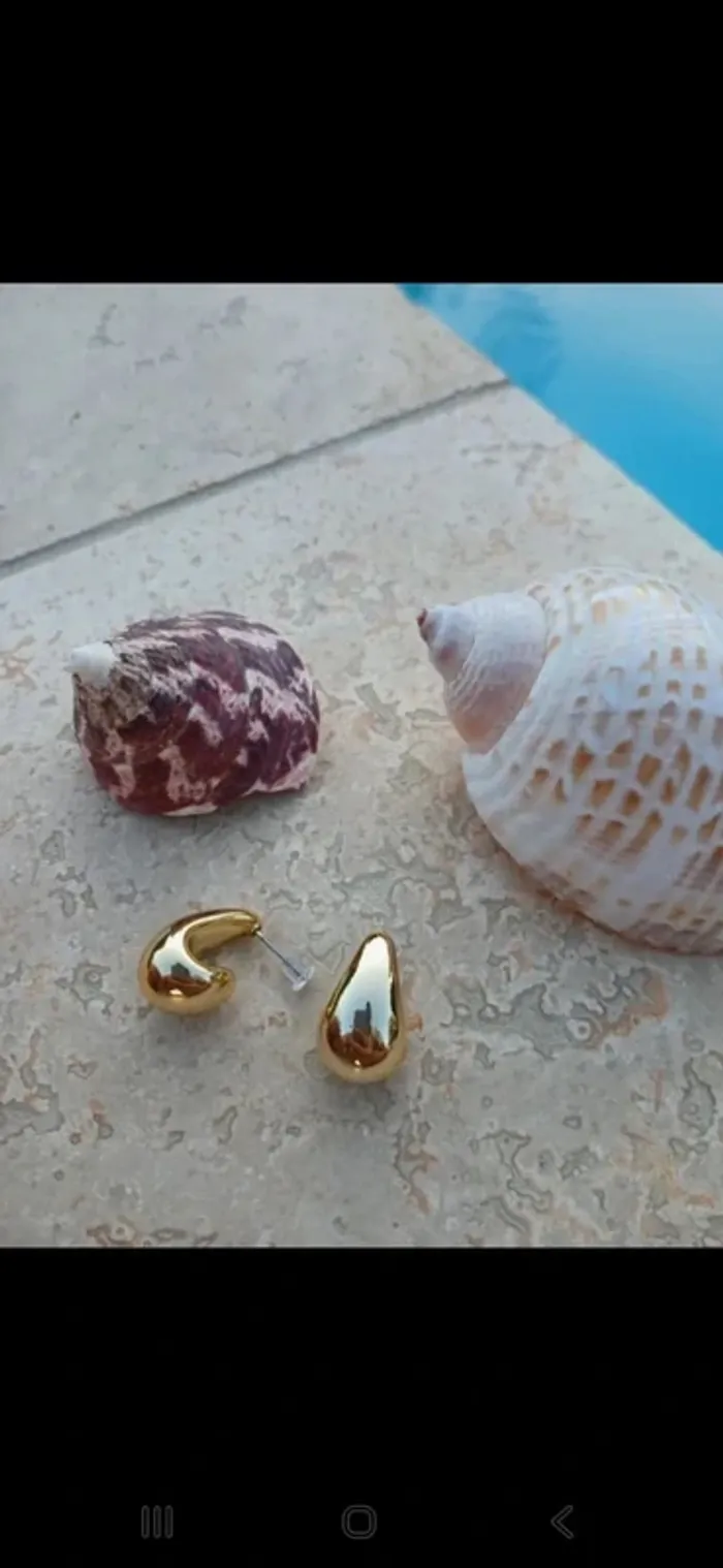 Boucles d'oreilles motif gouttes summer or doré acier inoxydable - photo numéro 2