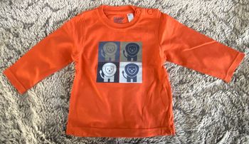 Teeshirt manches longues Okaidi orange - 12 mois