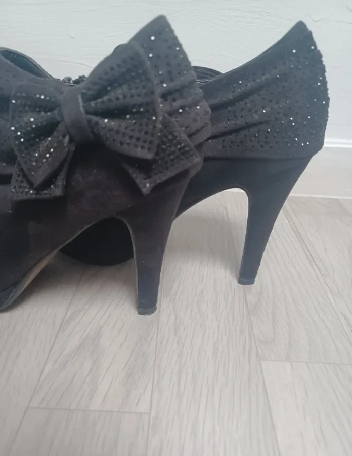 Chaussure à talon noire velour diamant jm diamant - photo numéro 6
