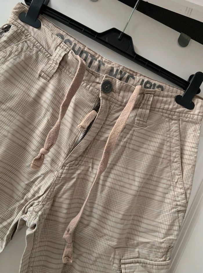🔥 Bermuda à carreaux Schott NYC 1913 beige et marron taille 40 en coton - photo numéro 3