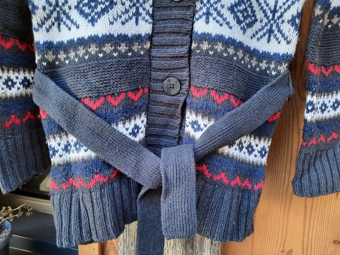 Superbe gilet long col châle, grosse maille, Sergent Major, 10 ans - photo numéro 6