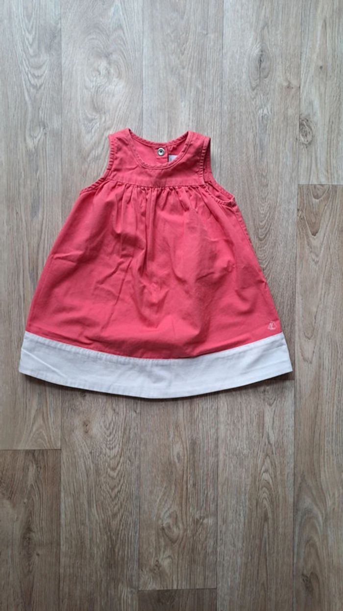 Robe Petit Bateau rose et blanche fille 12 mois