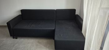 Canapé à angle noir convertible