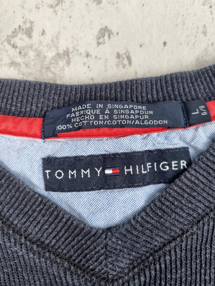 Pull col V Tommy Hilfiger gris – Taille L Homme - photo numéro 5