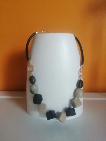 🌸Ras de cou art et déco perles carrées et pierres "Pamalussi" 🌸ch