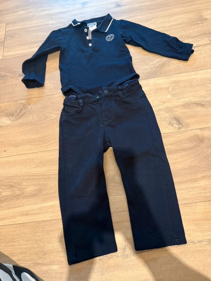 Superbe ensemble jacadi bleu marine