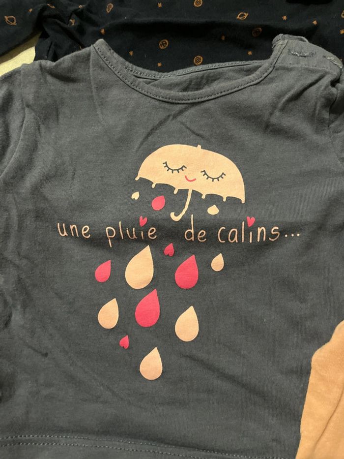 Lot tee-shirts manches longues fille 3 mois - photo numéro 4