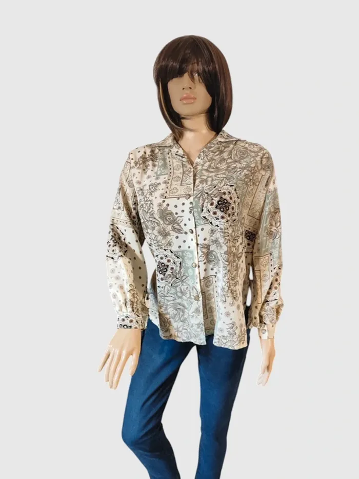 Chemise Crème Motif, Taille XL - Style Bohème Chic ! - photo numéro 2