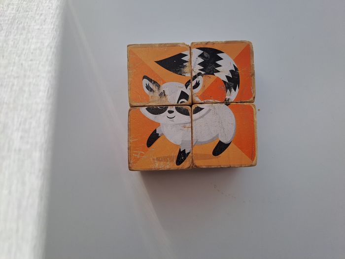 Puzzle 4 cubes en bois animaux - photo numéro 4