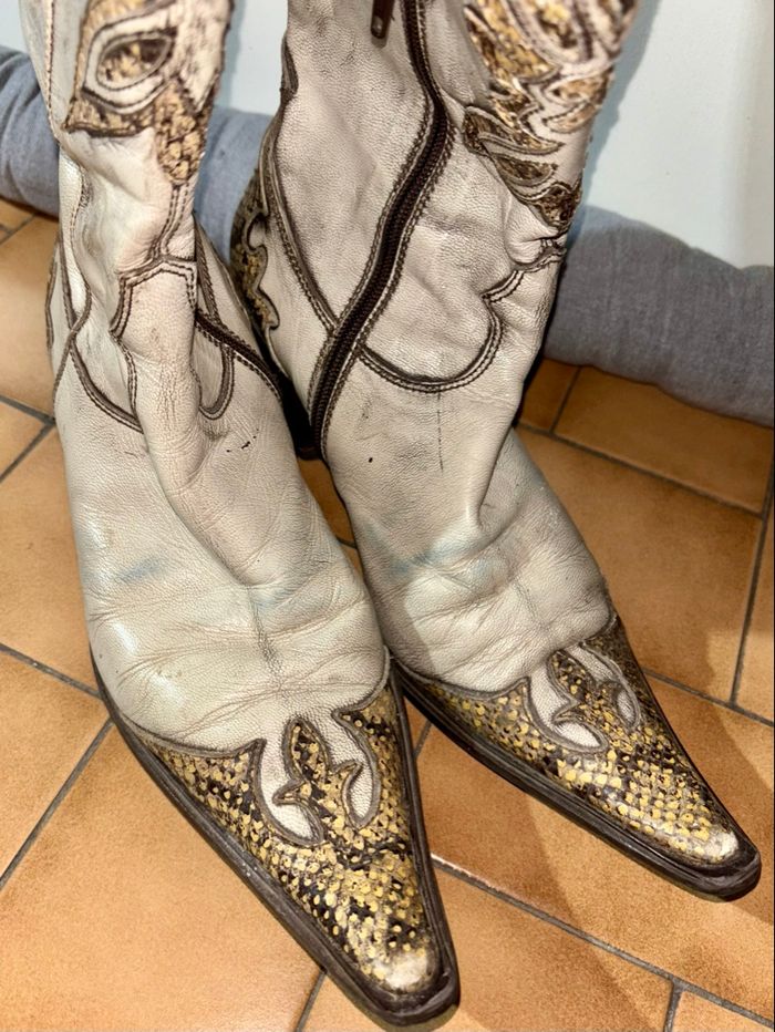 Santiag beige en cuir - photo numéro 2