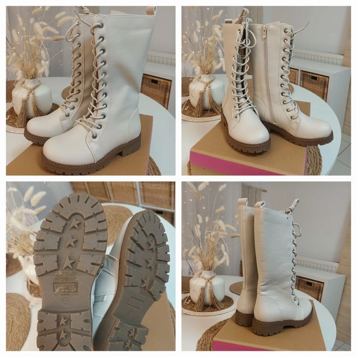 Jolie paire de bottes avec zip beige pointure 32 neuves avec étiquettes 🏷