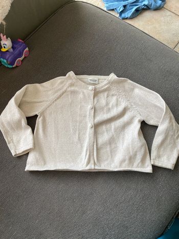 Gilet bébé fille 23 mois crème à paillettes