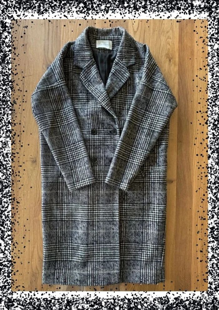 Manteau long gris à carreaux Promod - Taille 38 - photo numéro 2