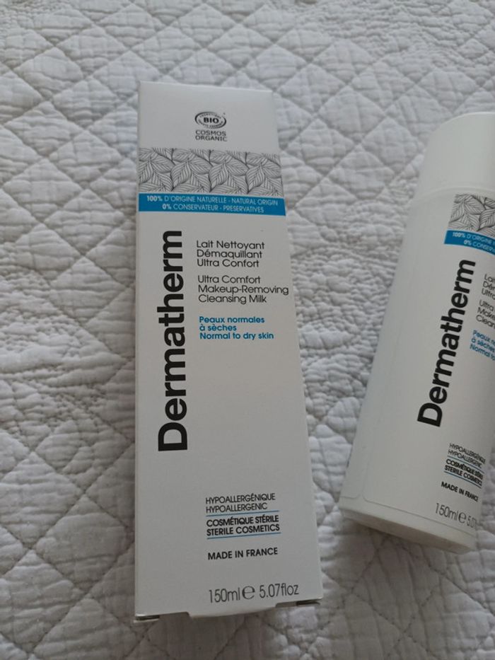 Lait Nettoyant Démaquillant Ultra Confort Dermatherm bio 150 ml neuf - photo numéro 3