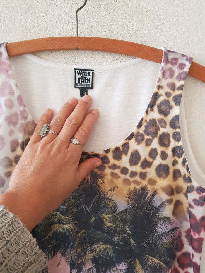 Débardeur imprimé tropical blanc - photo numéro 3