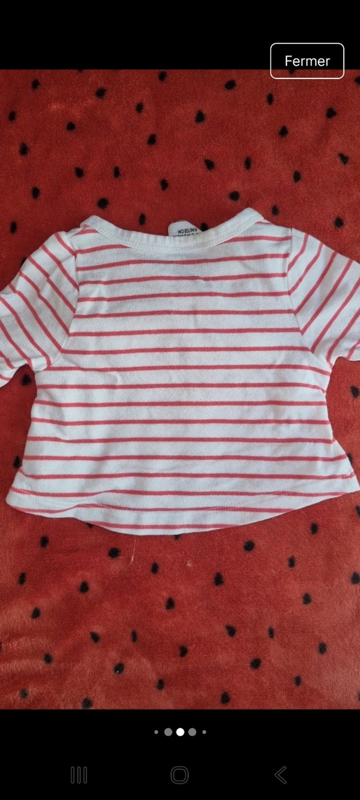 Pull/Tee-shirt naissance 0 mois fille en bon état - photo numéro 5