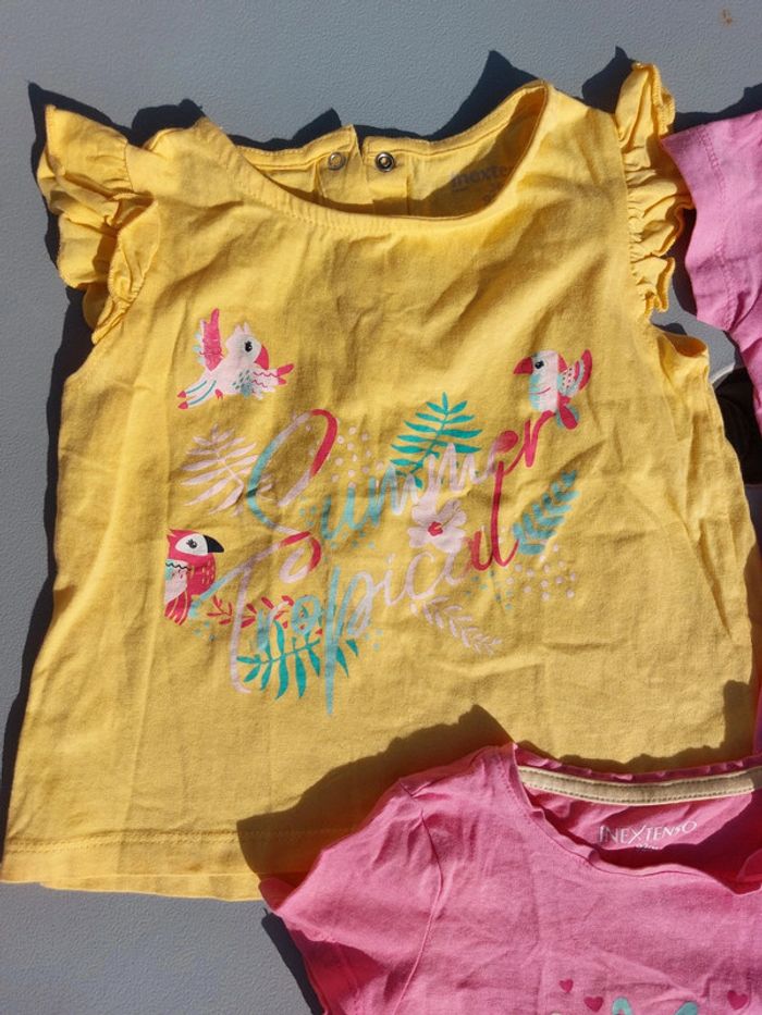 Lot 3 t-shirts rose jaune - photo numéro 3