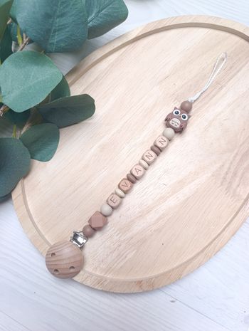 Attache tétine personnalisée hibou