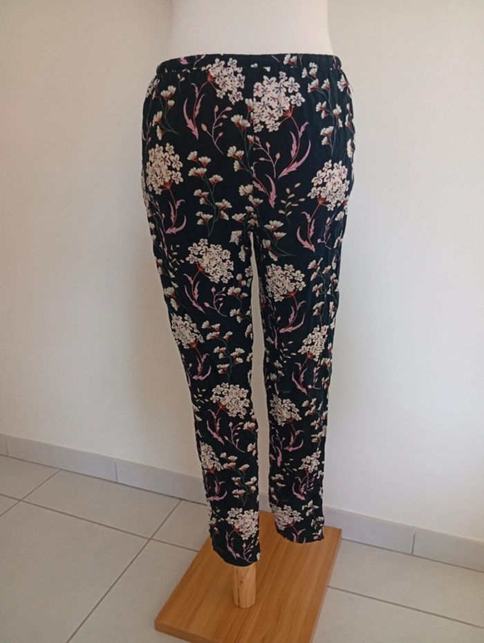 Undiz - Pantalon fluide taille XS | noir - motif floral - photo numéro 2
