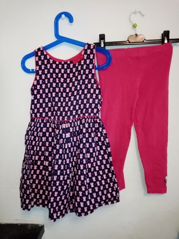 5 ans sergent major Ensemble robe +leggings "hibou print été /Excellent état