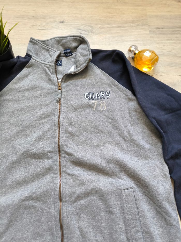 Sweat zippé Chaps gris & bleu - Taille L - photo numéro 4