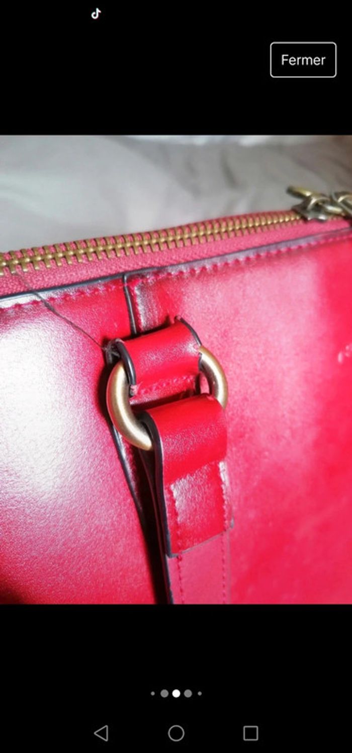 Sac vintage Katana cuir rouge véritable - photo numéro 9
