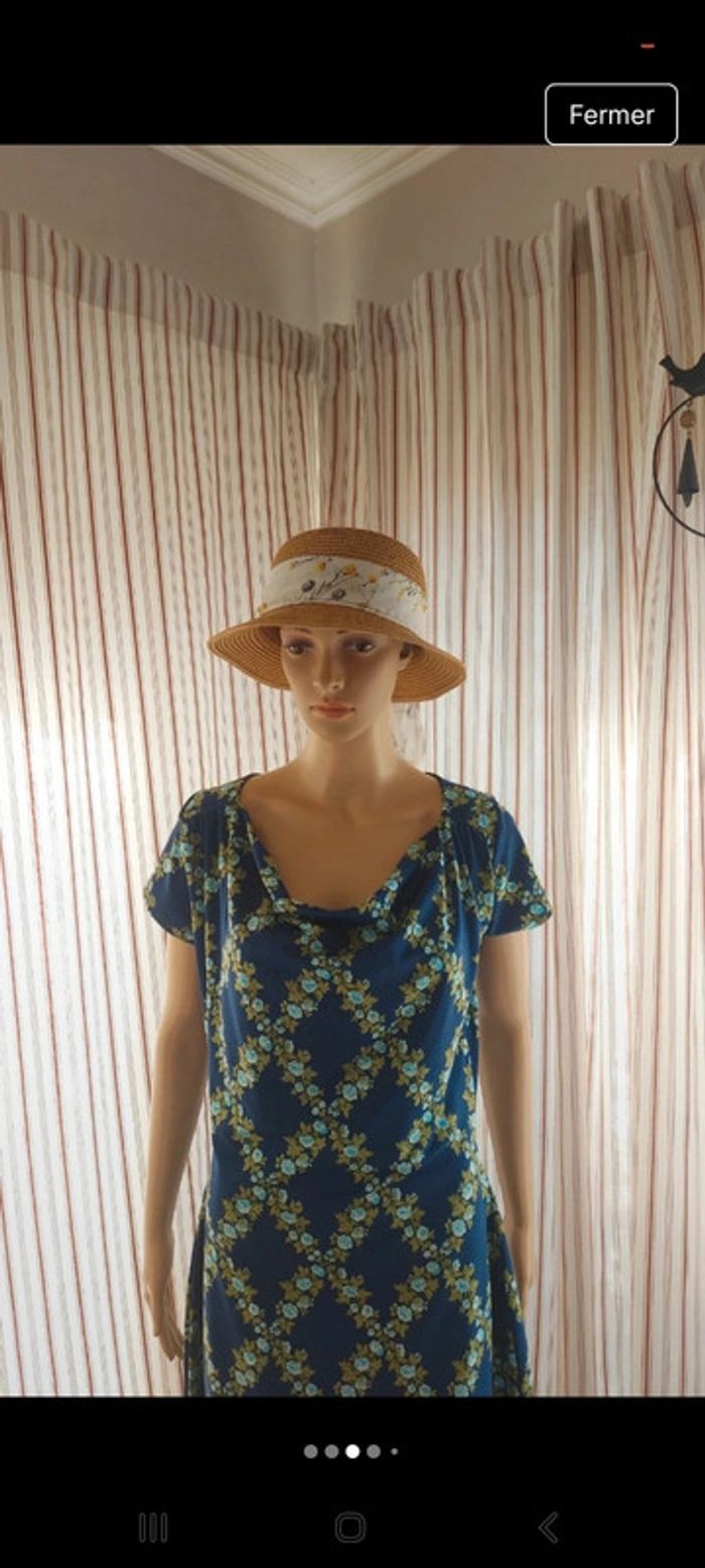 Robe fond bleu fleuries King Louie  taille M - photo numéro 3
