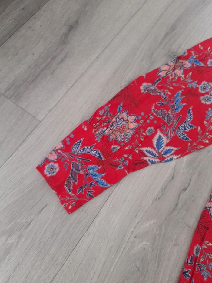 Chemisier blouse rouge fleurie - photo numéro 5