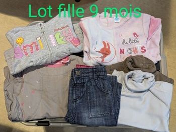 Lot 7 vêtements mi saison bébé fille 9 mois