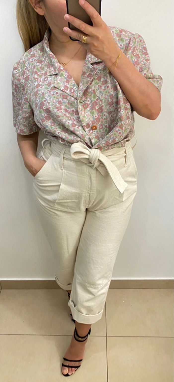 Chemise fluide vintage fait main taille 44-46 - photo numéro 3
