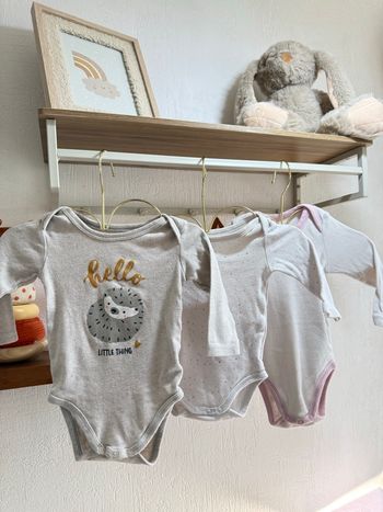 Lot bodies manches longues fille • 6 mois 