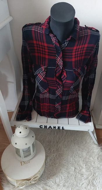 Chemise à carreaux noire/rouge T.S Zara TBE