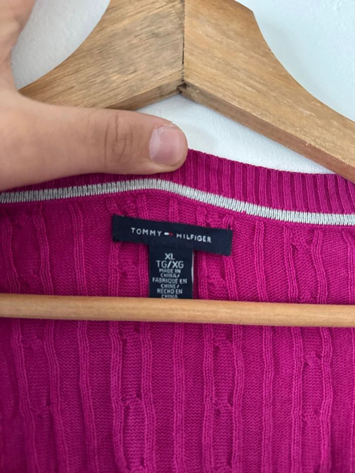 Pull col V femme Tommy Hilfiger fuchsia – Taille XL – Très bon état - photo numéro 5