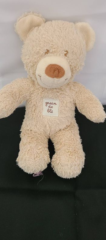 GRAIN DE BLE DOUDOU OURS BEIGE BOUCLETTE