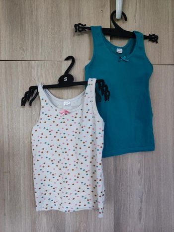 Lot 2 debardeur blanc a pois & bleu canard 3 4 ans