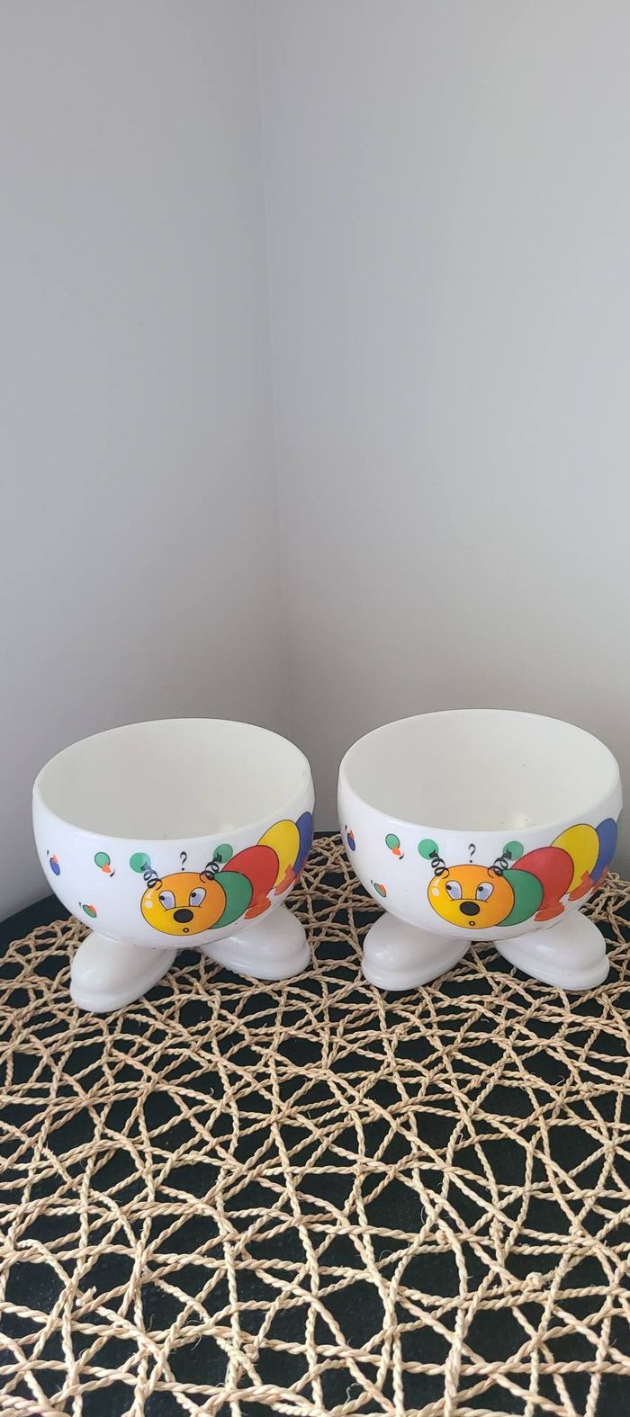 Bol avec pieds Arcopal Décor Mille Pattes chenille Vintage