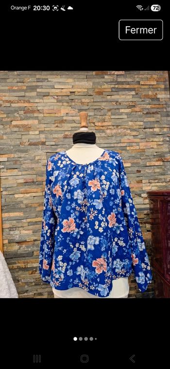 Blouse bleu imprimé taille 48