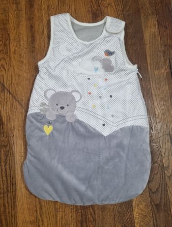 gigoteuse gris et blanc à pois mots d'enfants taille 0/6 mois