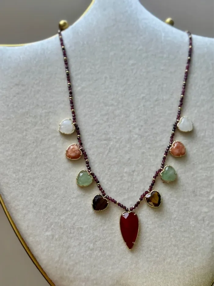 Sublime collier perles et pierres naturelles en forme de cœur habaha Paris - photo numéro 4