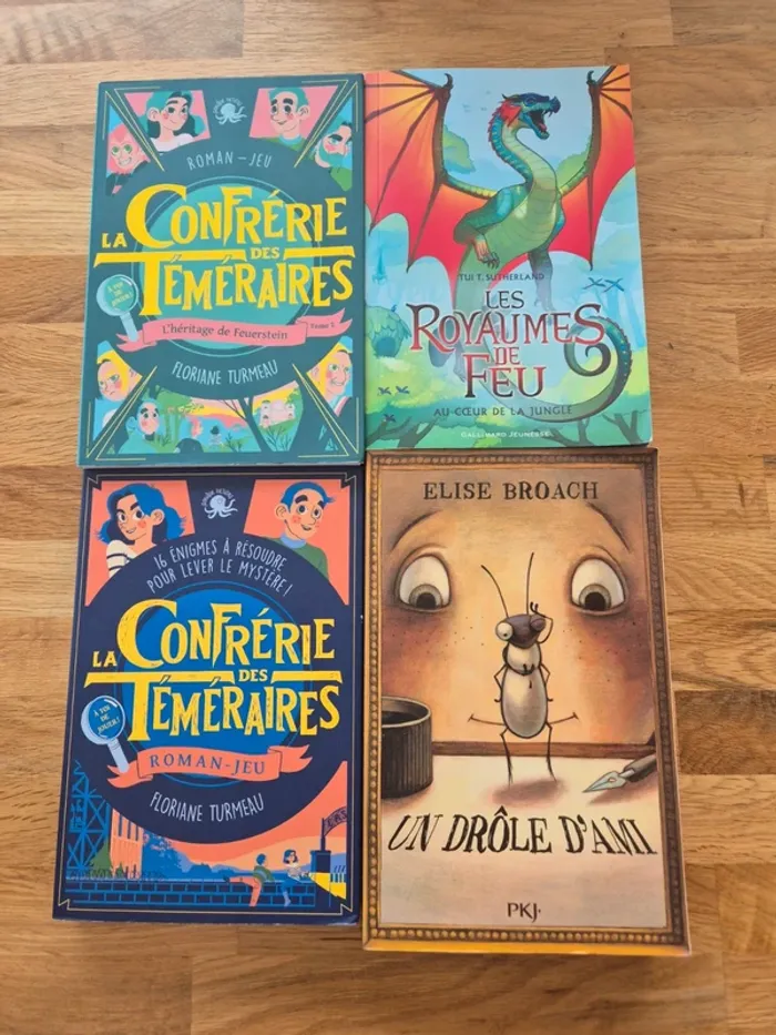 Lot de 4 romans Les royaumes de feu , la confrérie des téméraires et un drôle d'ami