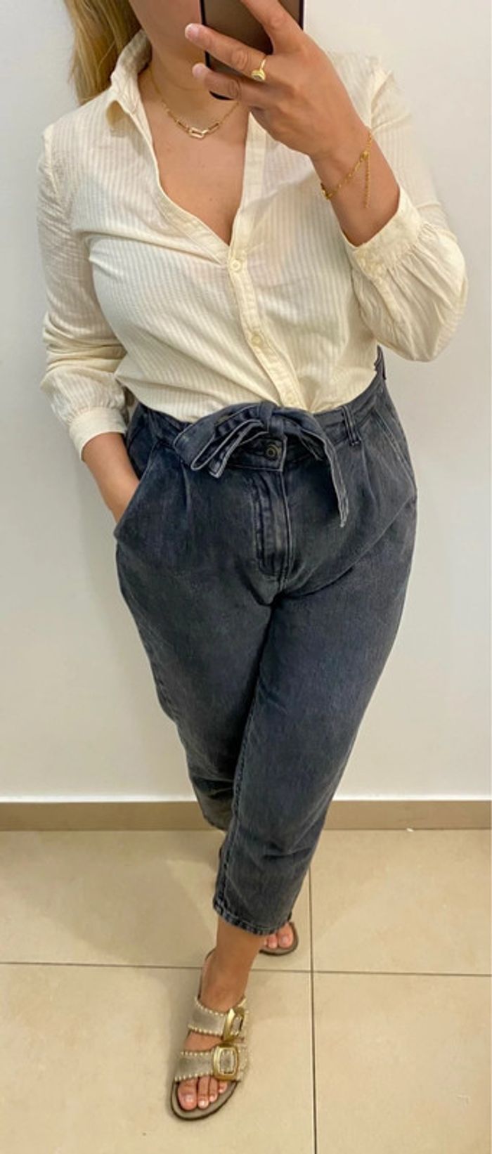 Chemise crème Mango Taille M - photo numéro 3