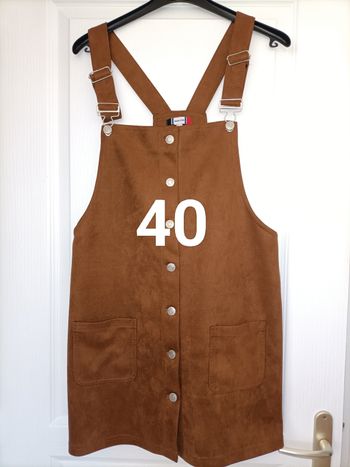 Robe salopette marron effet daim suédine 40 Jennyfer