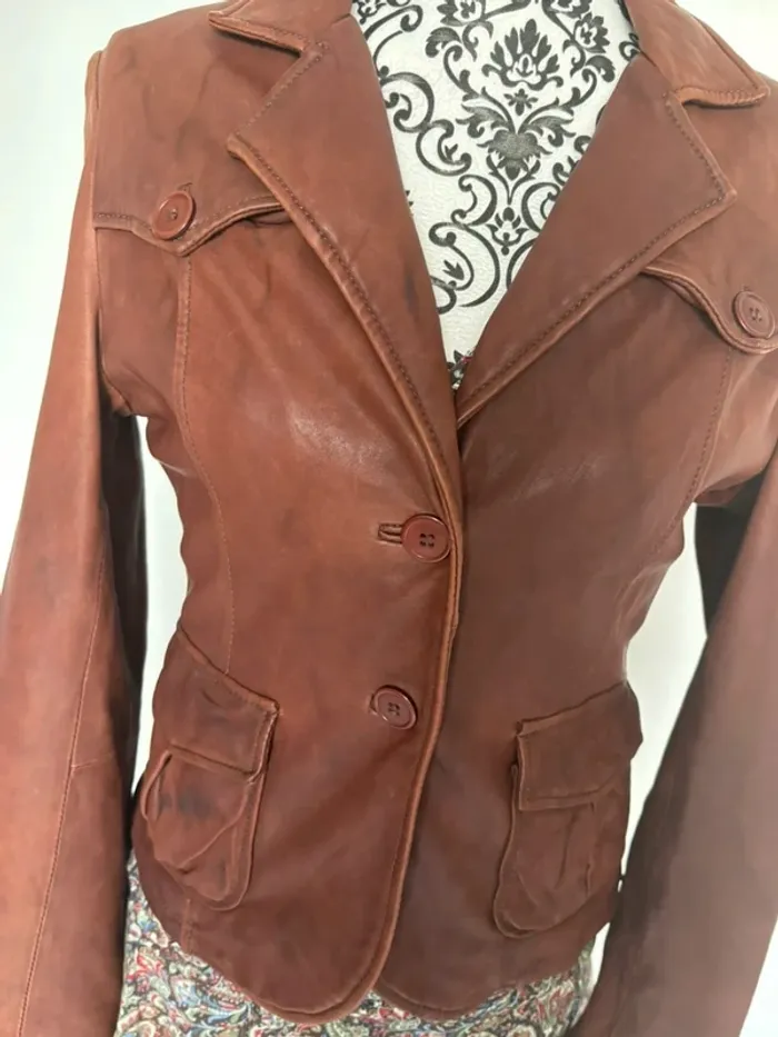 Veste en cuir femme 38 - photo numéro 2