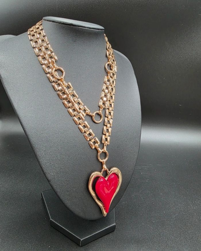 Collier double chaîne Coeur Neuf