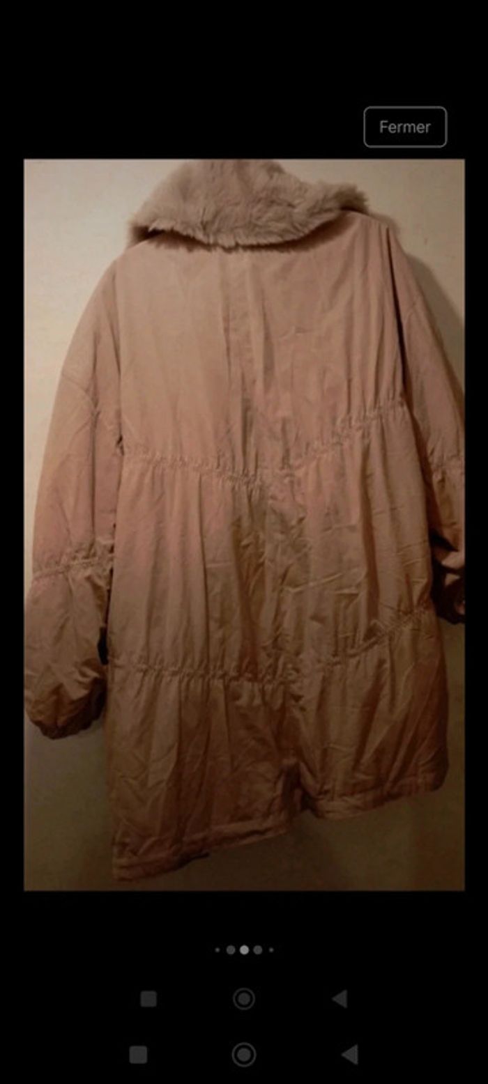 Parka col fausse fourrure rose pâle - photo numéro 4